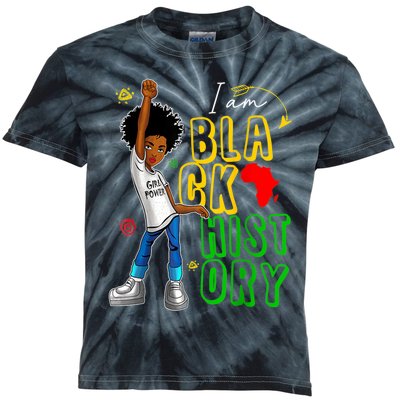 I Am Black History Month For Afro American Kids Tie-Dye T-Shirt