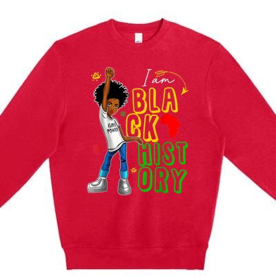 I Am Black History Month For Afro American Premium Crewneck Sweatshirt