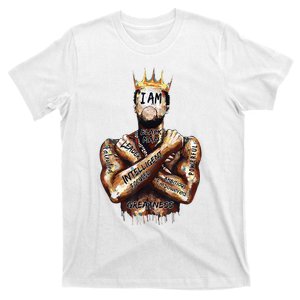 I Am Black Man King Powerful Dad Afro Melanin Black History T-Shirt