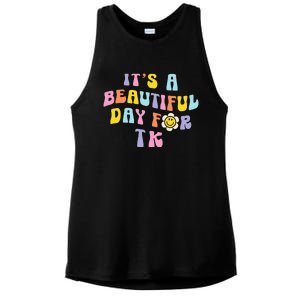 It’s a Beautiful Day for TK Learning Retro Teacher Students Ladies PosiCharge Tri-Blend Wicking Tank