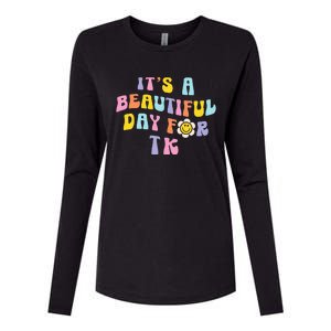 It’s a Beautiful Day for TK Learning Retro Teacher Students Womens Cotton Relaxed Long Sleeve T-Shirt