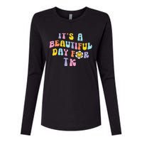 It’s a Beautiful Day for TK Learning Retro Teacher Students Womens Cotton Relaxed Long Sleeve T-Shirt