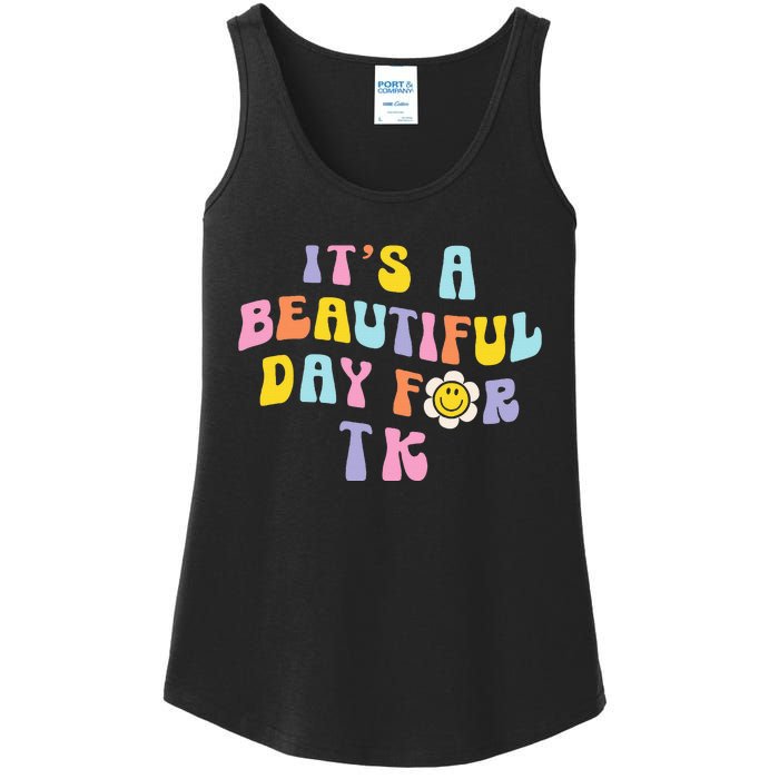 It’s a Beautiful Day for TK Learning Retro Teacher Students Ladies Essential Tank