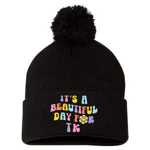 It’s a Beautiful Day for TK Learning Retro Teacher Students Pom Pom 12in Knit Beanie