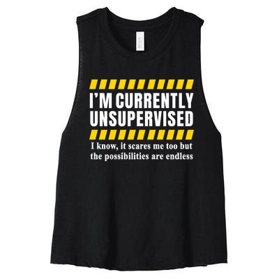 I Am Currently Unsupervised Women's Racerback Cropped Tank