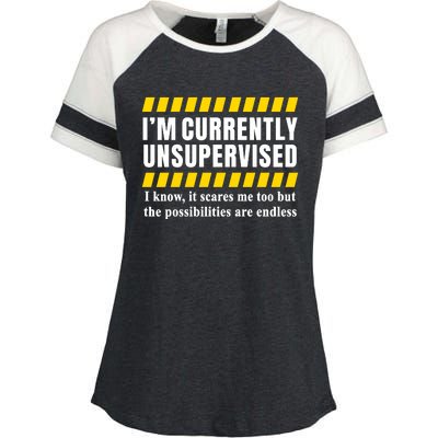 I Am Currently Unsupervised Enza Ladies Jersey Colorblock Tee