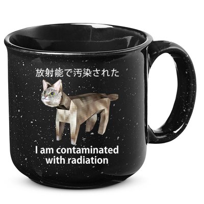 I Am Contaminated With Radiation Japanese Cat 15oz Campfire Ceramic Mug