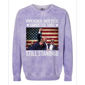 Impeached Arrested Convicted Shot Still Standing Colorblast Crewneck Sweatshirt