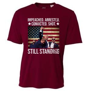 Impeached Arrested Convicted Shot Still Standing Cooling Performance Crew T-Shirt