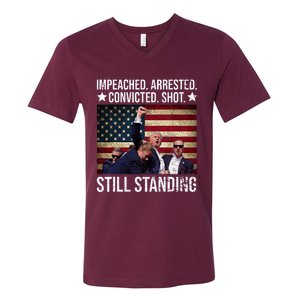 Impeached Arrested Convicted Shot Still Standing V-Neck T-Shirt