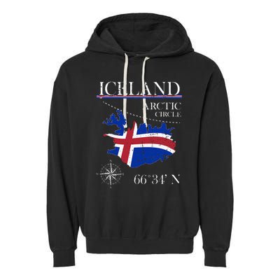 Iceland Arctic Circle Polar North Island Icelandic Flag Garment-Dyed Fleece Hoodie