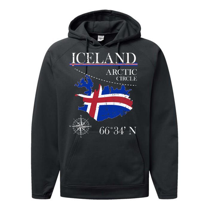 Iceland Arctic Circle Polar North Island Icelandic Flag Performance Fleece Hoodie