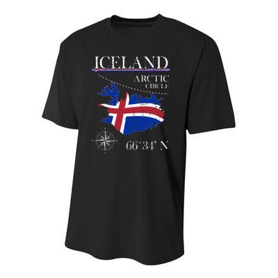 Iceland Arctic Circle Polar North Island Icelandic Flag Youth Performance Sprint T-Shirt