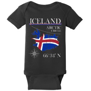 Iceland Arctic Circle Polar North Island Icelandic Flag Baby Bodysuit