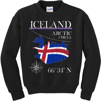 Iceland Arctic Circle Polar North Island Icelandic Flag Kids Sweatshirt