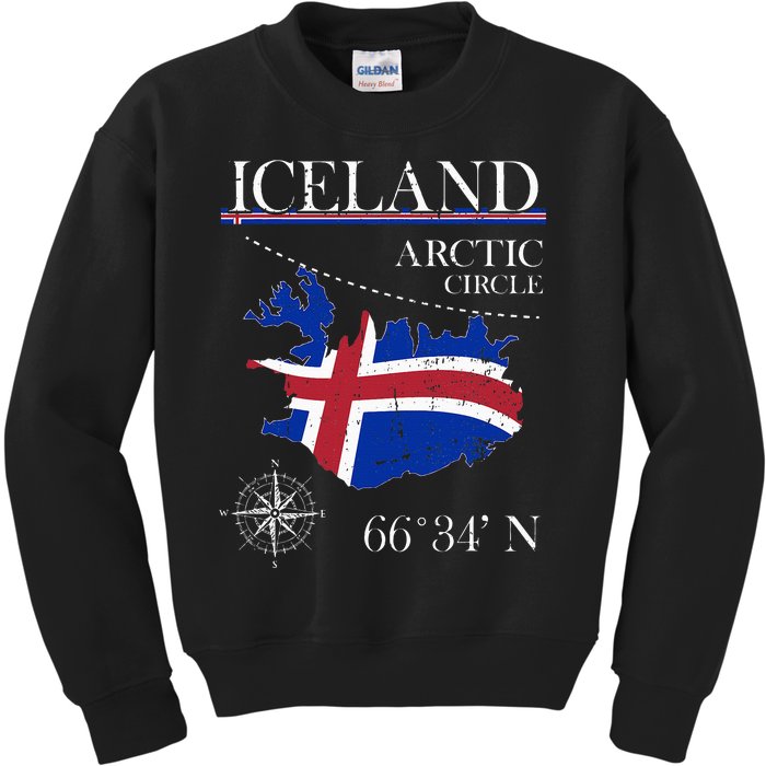 Iceland Arctic Circle Polar North Island Icelandic Flag Kids Sweatshirt