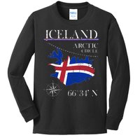 Iceland Arctic Circle Polar North Island Icelandic Flag Kids Long Sleeve Shirt