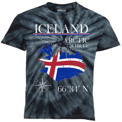 Iceland Arctic Circle Polar North Island Icelandic Flag Kids Tie-Dye T-Shirt