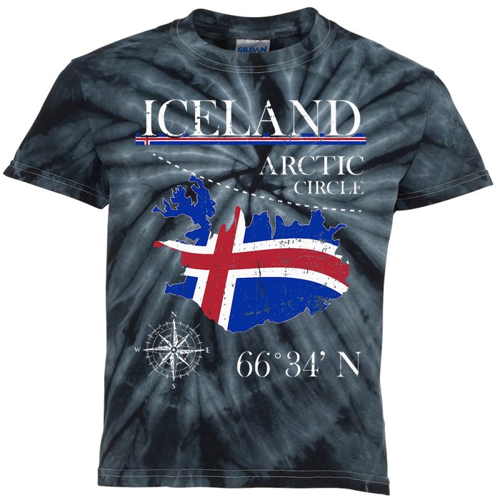 Iceland Arctic Circle Polar North Island Icelandic Flag Kids Tie-Dye T-Shirt