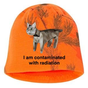 I Am Contaminated With Radiation Funny Ironic Cat Meme Kati - Camo Knit Beanie