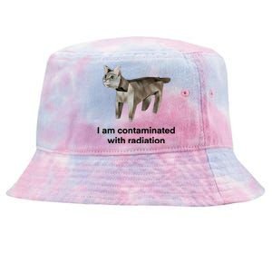 I Am Contaminated With Radiation Funny Ironic Cat Meme Tie-Dyed Bucket Hat