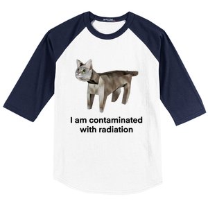 I Am Contaminated With Radiation Funny Ironic Cat Meme Baseball Sleeve Shirt