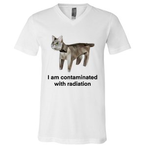 I Am Contaminated With Radiation Funny Ironic Cat Meme V-Neck T-Shirt