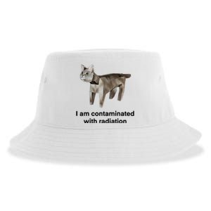 I Am Contaminated With Radiation Funny Ironic Cat Meme Sustainable Bucket Hat