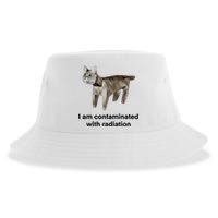 I Am Contaminated With Radiation Funny Ironic Cat Meme Sustainable Bucket Hat