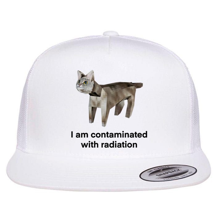 I Am Contaminated With Radiation Funny Ironic Cat Meme Flat Bill Trucker Hat