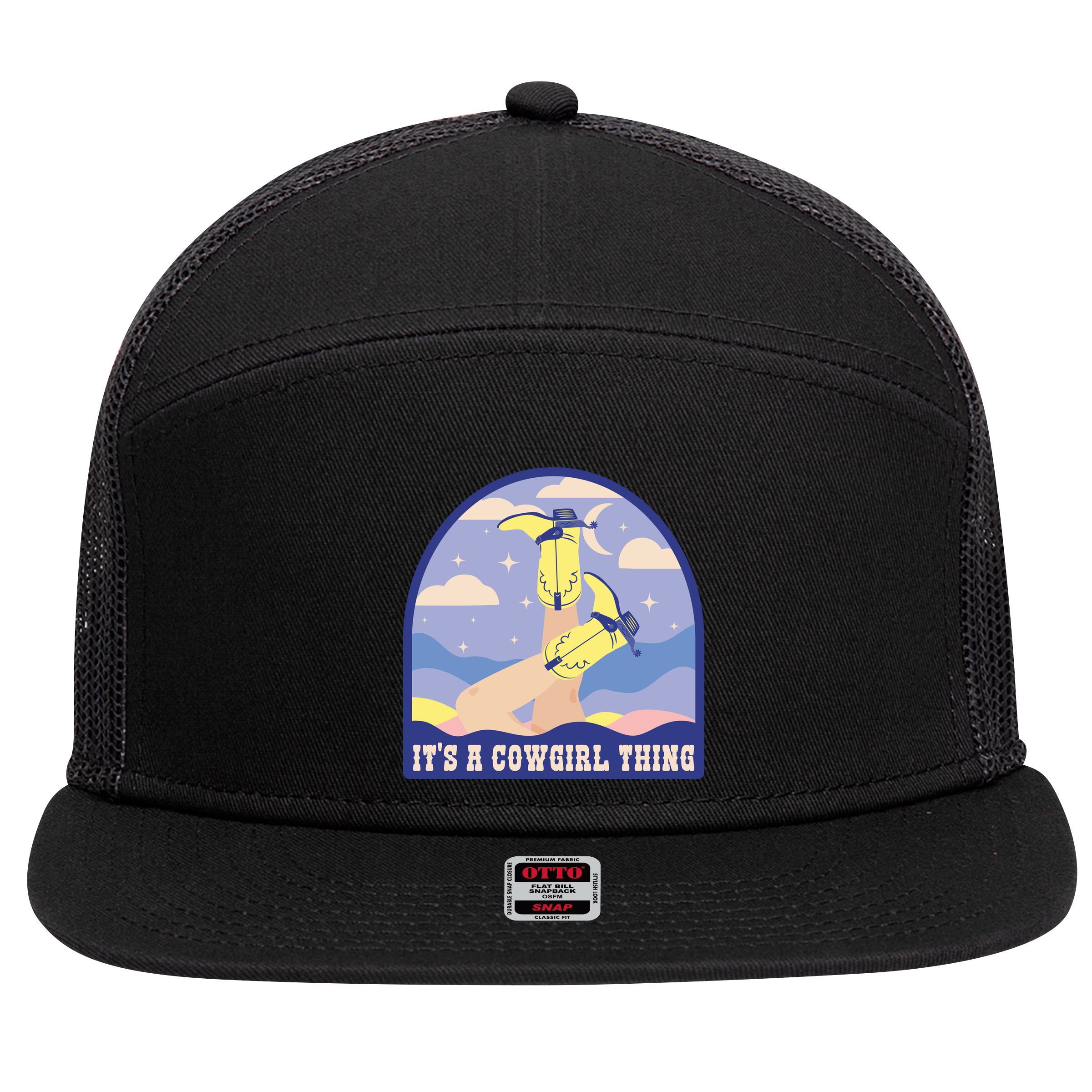 It's A Cowgirl Thing Cute 7 Panel Mesh Trucker Snapback Hat