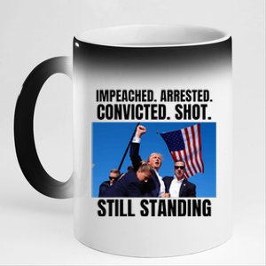 Impeached Arrested Convicted Shot Still Standing Us Flag 11oz Black Color Changing Mug