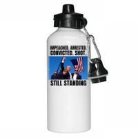 Impeached Arrested Convicted Shot Still Standing Us Flag Aluminum Water Bottle