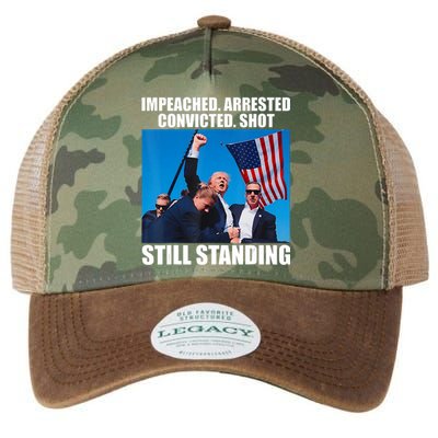 Impeached Arrested Convicted Shot Still Standing Legacy Tie Dye Trucker Hat