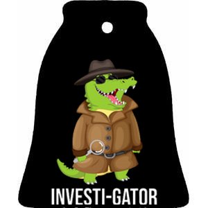 Investigator Alligator Crime Private Detective Espionage  Ceramic Bell Ornament