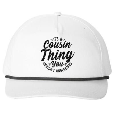 It's A Crazy Cousin Thing Cousin Crew Squad Family Black Snapback Five-Panel Rope Hat