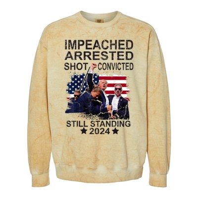 Impeached Arrested Convicted Shot Still Standing Colorblast Crewneck Sweatshirt