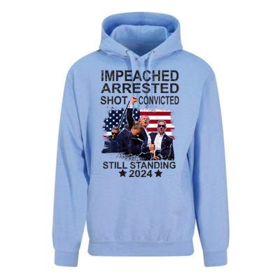 Impeached Arrested Convicted Shot Still Standing Unisex Surf Hoodie