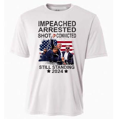 Impeached Arrested Convicted Shot Still Standing Cooling Performance Crew T-Shirt