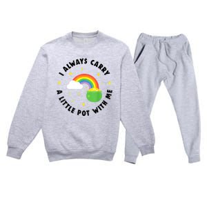 I Always Carry A Little Pot With Me Rainbow St Patricks Day Premium Crewneck Sweatsuit Set