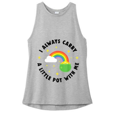 I Always Carry A Little Pot With Me Rainbow St Patricks Day Ladies PosiCharge Tri-Blend Wicking Tank