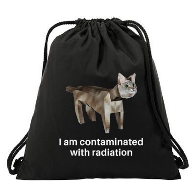 I Am Contaminated With Radiation Cat Meme Drawstring Bag