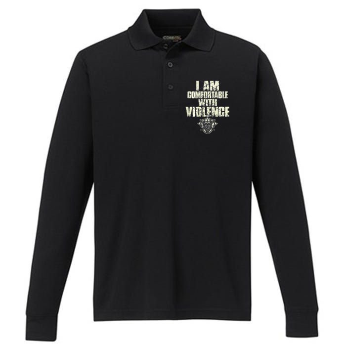 I Am Comfortable With Violence Performance Long Sleeve Polo