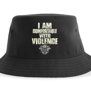 I Am Comfortable With Violence Sustainable Bucket Hat