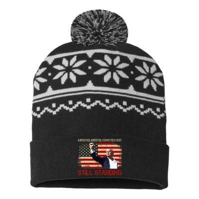 Impeached Arrested Convicted Shot Still Standing Trump 2024 USA-Made Snowflake Beanie