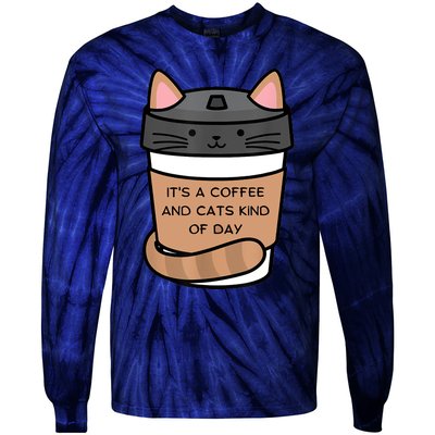 It's A Coffee And Cats Kind Of Day Tie-Dye Long Sleeve Shirt