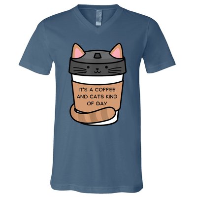 It's A Coffee And Cats Kind Of Day V-Neck T-Shirt