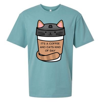 It's A Coffee And Cats Kind Of Day Sueded Cloud Jersey T-Shirt