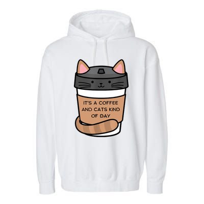 It's A Coffee And Cats Kind Of Day Garment-Dyed Fleece Hoodie