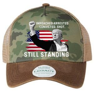 Impeached Arrested Convicted Shot Still Standing Legacy Tie Dye Trucker Hat